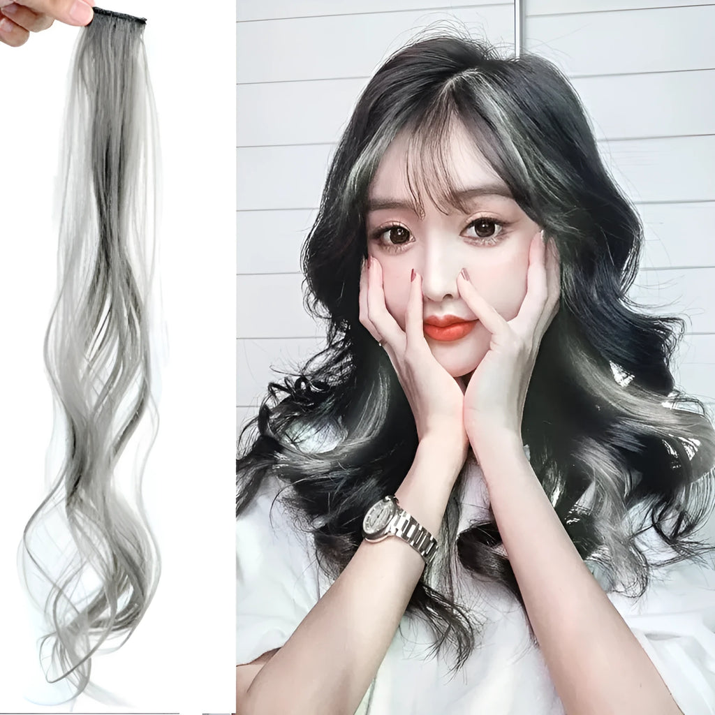 60cm curly gradient hair extension patch in mixed silk material showing colour options