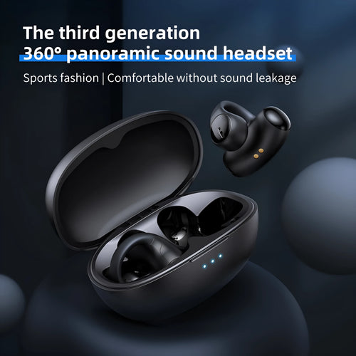 T306 black and white Bluetooth sports gaming headphones with ear hook clip-on design