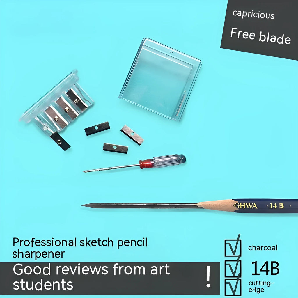 Geometric plastic pencil sharpener with four holes for sketching art pencils