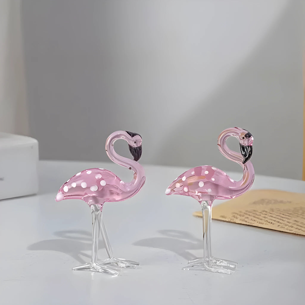 Pink crystal flamingo decorative craft ornament for home hall table display