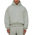 Men's fleece-lined cotton hoodie sweater in solid colour with wool lining and pullover design