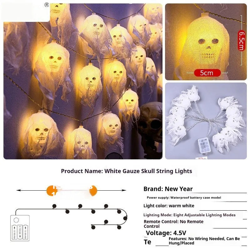 Halloween battery-powered coloured LED lights for indoor wall decoration in 1.5m or 2.5m lengths