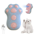 Blue self-cleaning pet steam brush with silicone bristles and spray function.