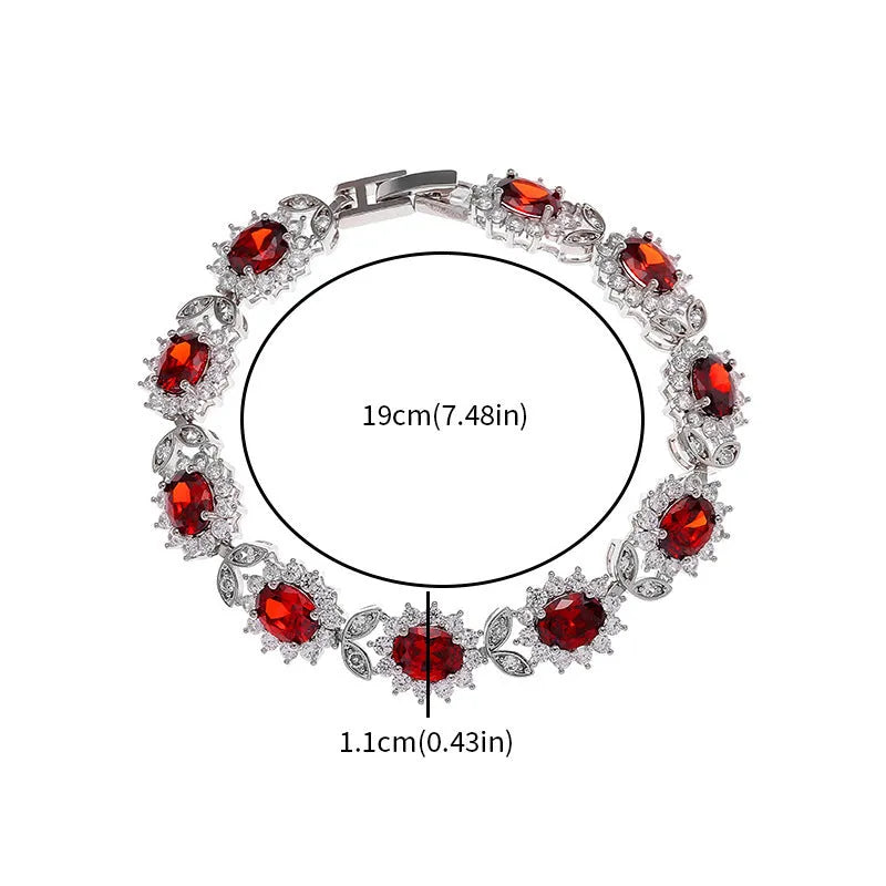 Women's simple zircon bracelet in environmentally friendly alloy with nine gemstone colour options