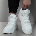 White men's round toe casual shoes with microfiber upper available in sizes 37 to 45