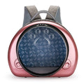 Transparent space capsule pet carrier bag for cats in rose gold, luxury silver, or champagne gold.