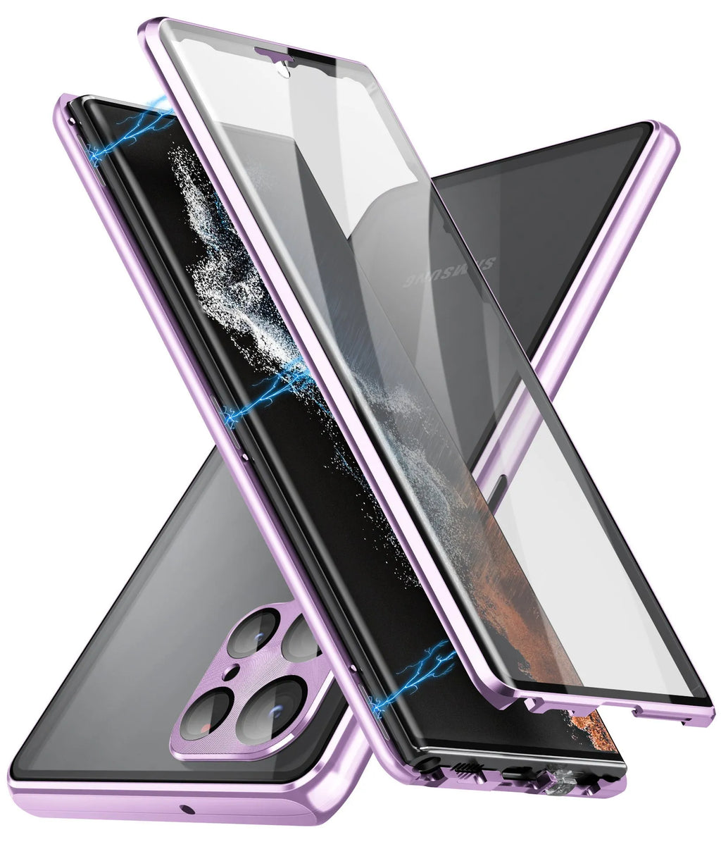 Samsung S24 Ultra phone case with integrated mirror and magnetic back in multiple colour options.