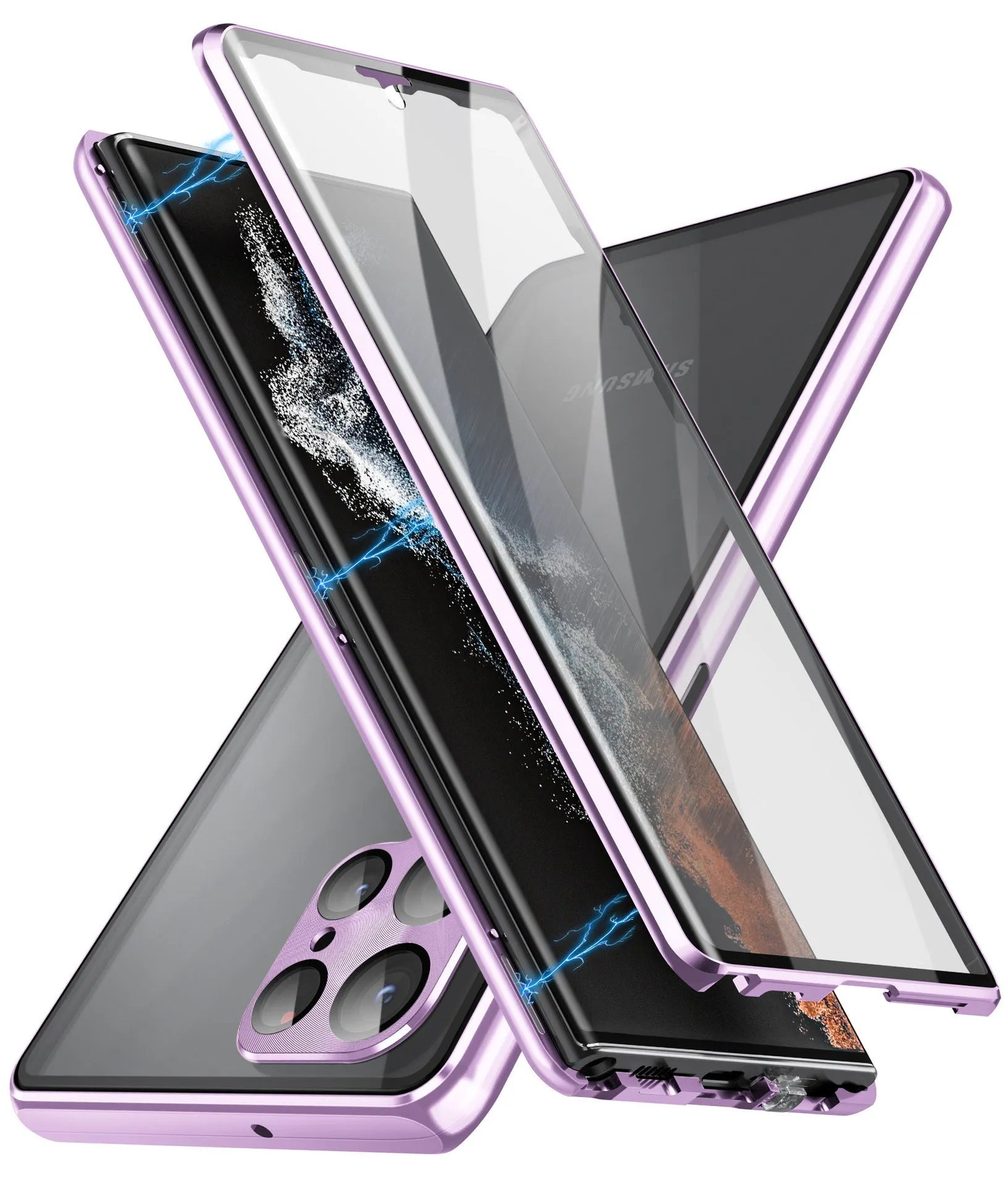 Samsung S24 Ultra phone case with integrated mirror and magnetic back in multiple colour options.