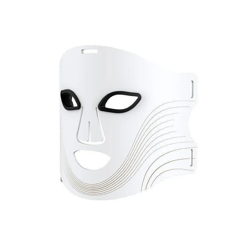 Black LED photon therapy face mask for home skin care treatment.