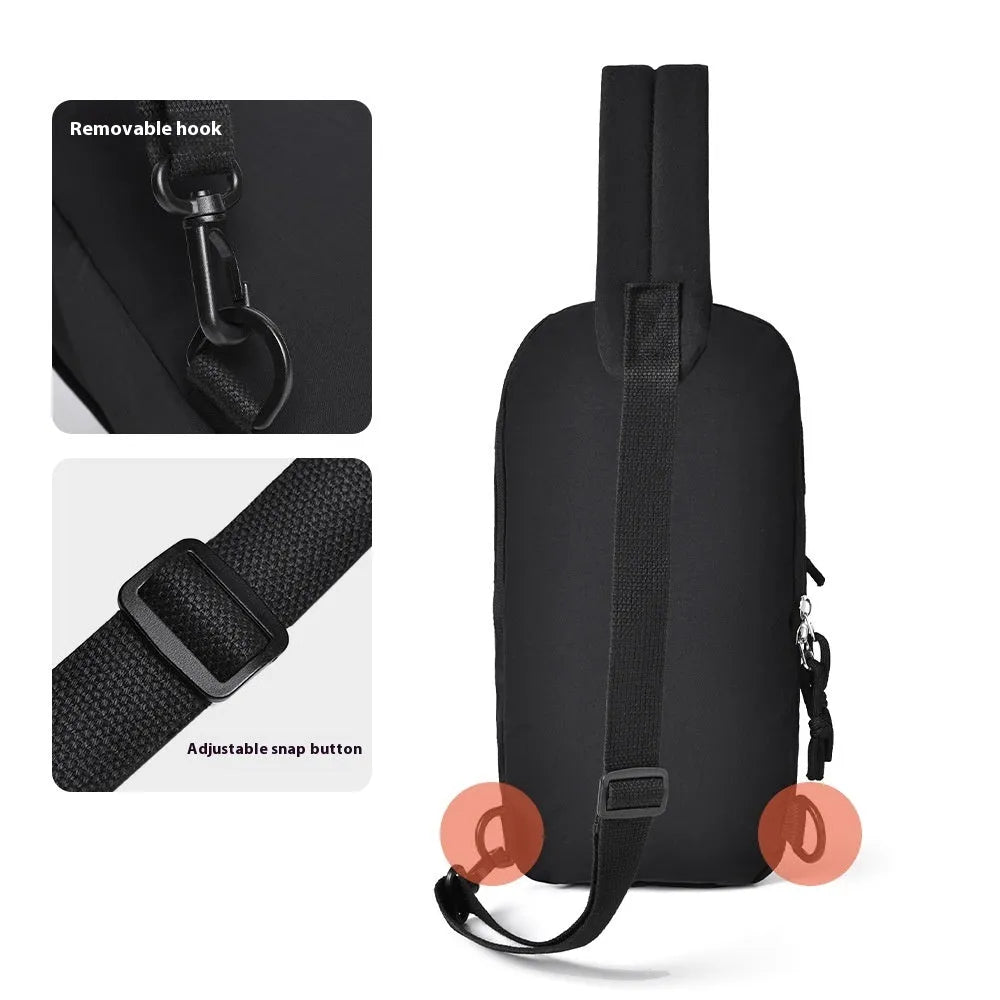 Outdoor crossbody bag in nylon fabric with mobile phone compartment, shown in army green colour