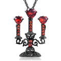 Women's gothic necklace with hollow candlestick pendant on cross chain, zinc alloy with diamond finish