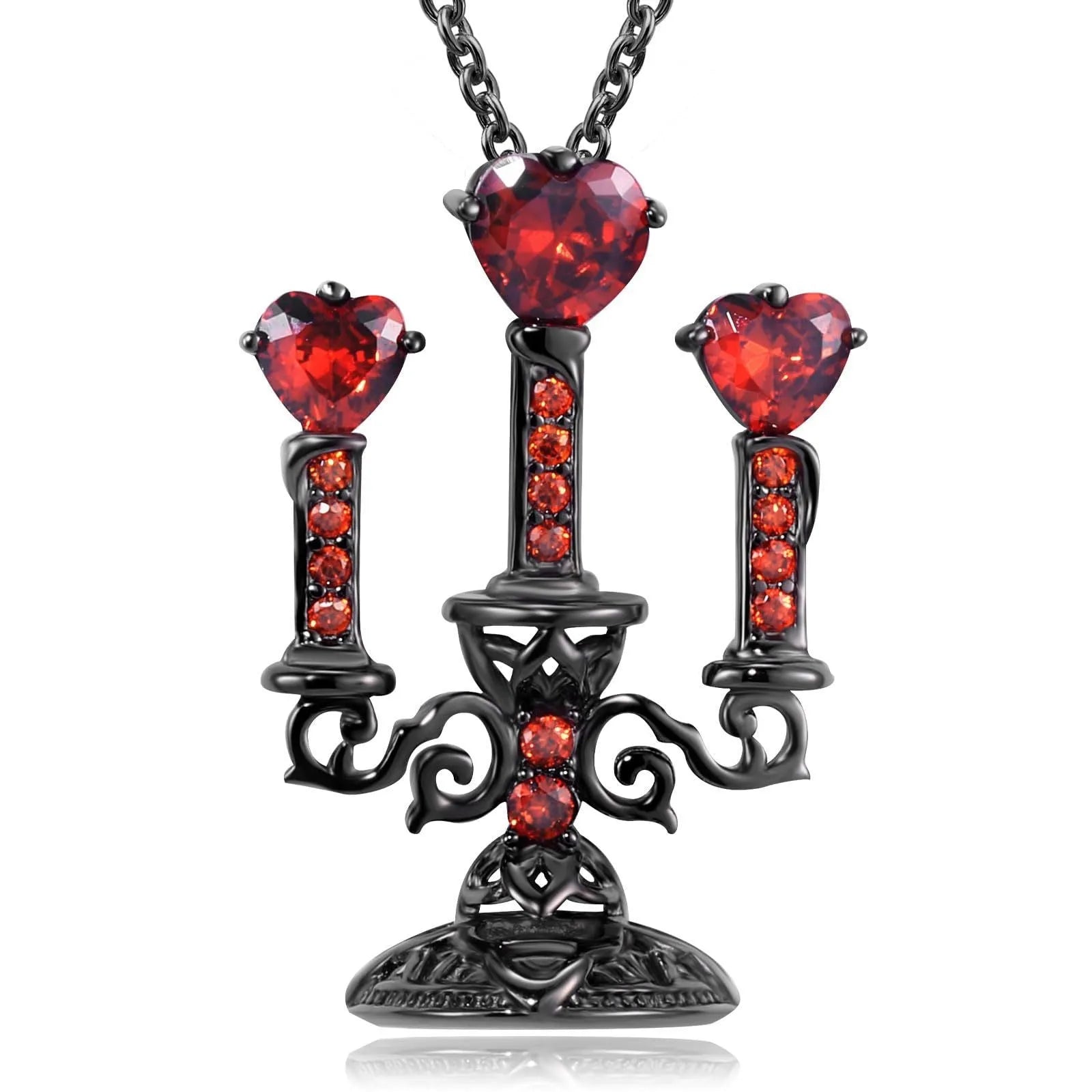 Women's gothic necklace with hollow candlestick pendant on cross chain, zinc alloy with diamond finish