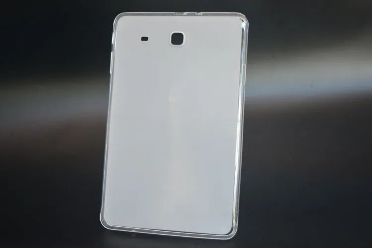 Clear white ultra-thin silicone and TPU protective case for a tablet, showing minimalist design.