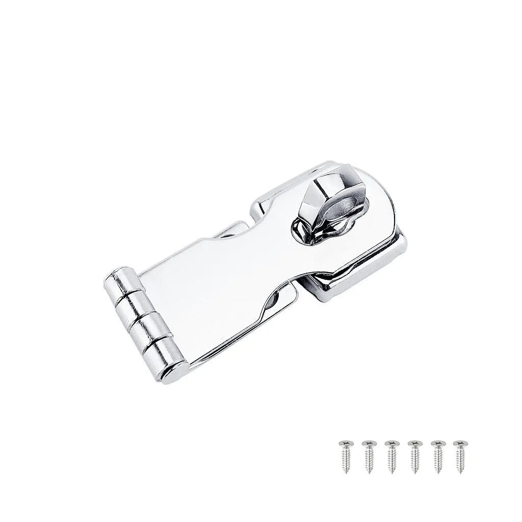 Silver 304 stainless steel security bolt hasp with a mirror finish.