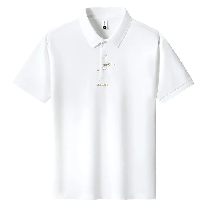 Men's loose fit cotton casual T-shirt in various colours on a size chart background.