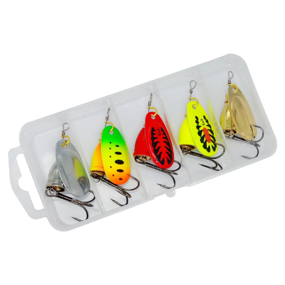 R composite rotating sequins copper bell fishing lure in metallic colours including gold, silver, and rose gold