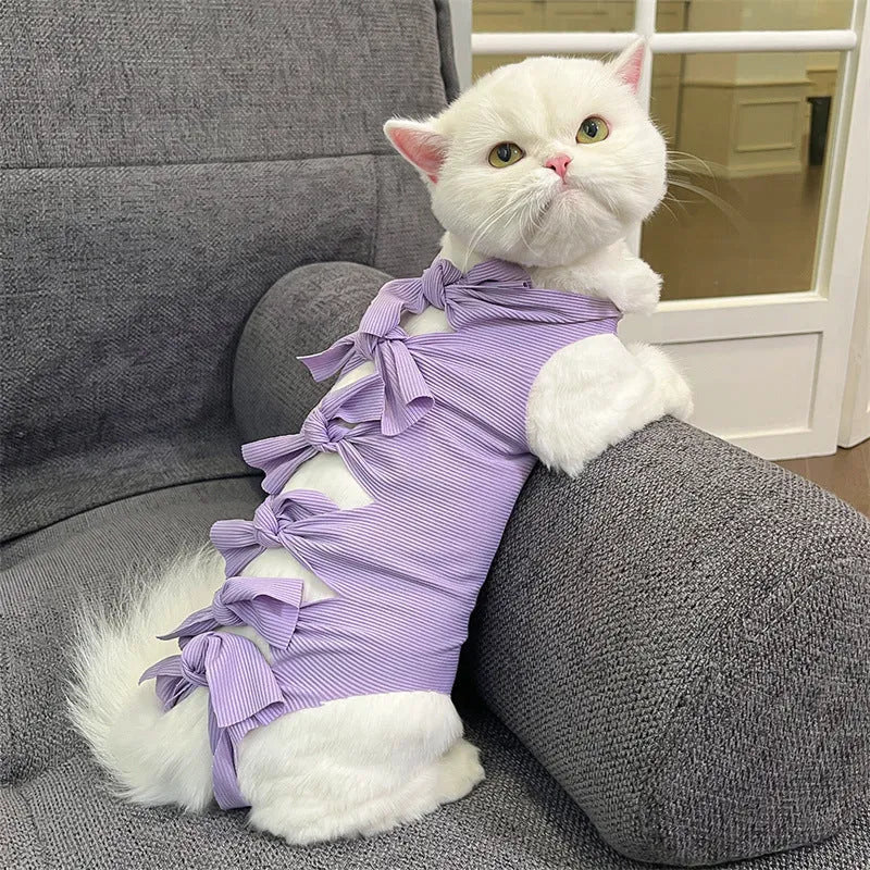 Adjustable lace-up polyester recovery vest for cat post-sterilisation care in multiple colour options