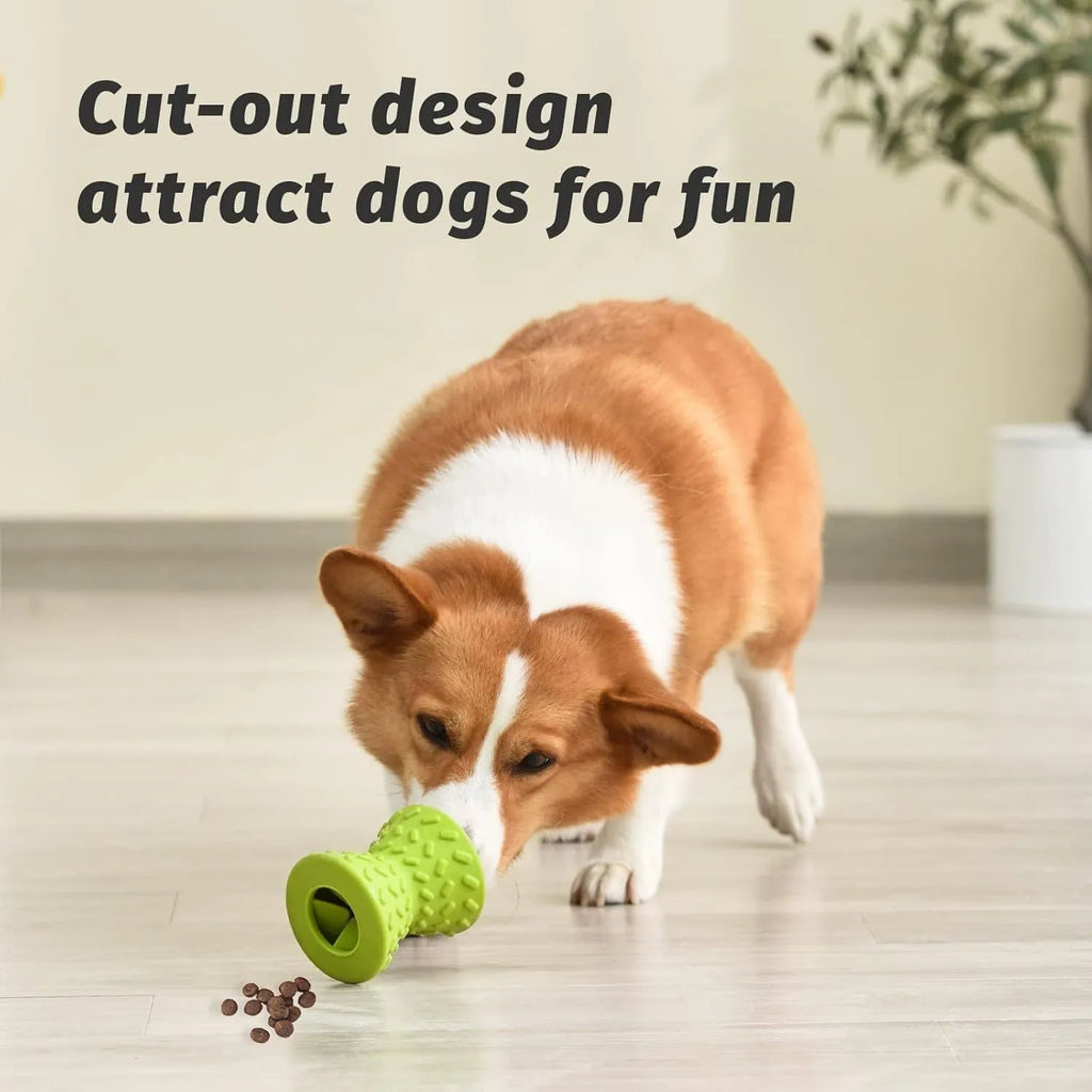 Natural rubber treat dispensing dog bone toy for aggressive chewers in blue, green and purple colours