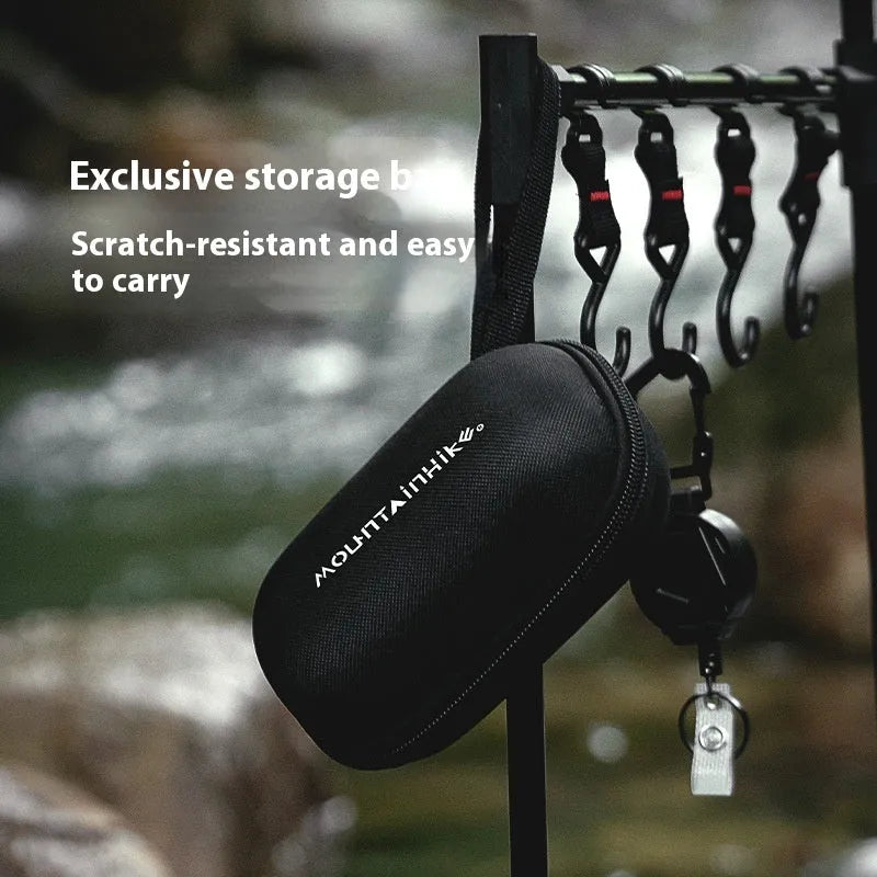 Hexagon foldable alcohol camping stove in black colour showing compact 9.5x8.5x15cm dimensions