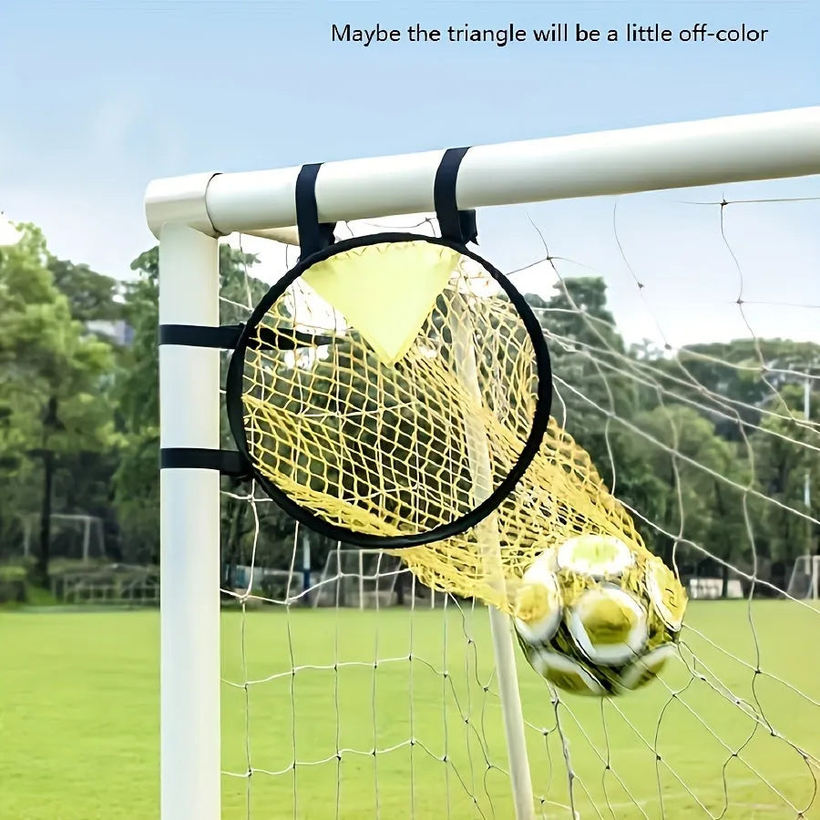 Portable soccer training goal with net measuring 183cm wide by 91cm tall