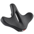 Black leather bicycle saddle cushion with polyurethane foam padding