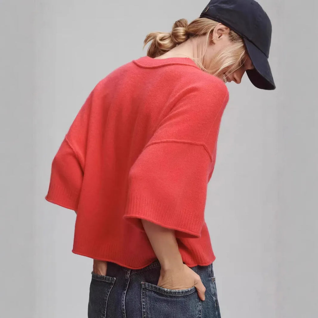 Red Hot Girl Style short T-shirt with an exposed navel cut, regular sleeves, and pullover design.