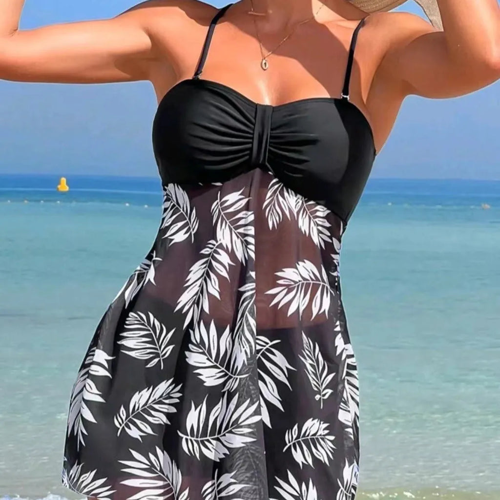 Women's high-waist mesh swimsuit briefs in peacock green, blue and black colours.
