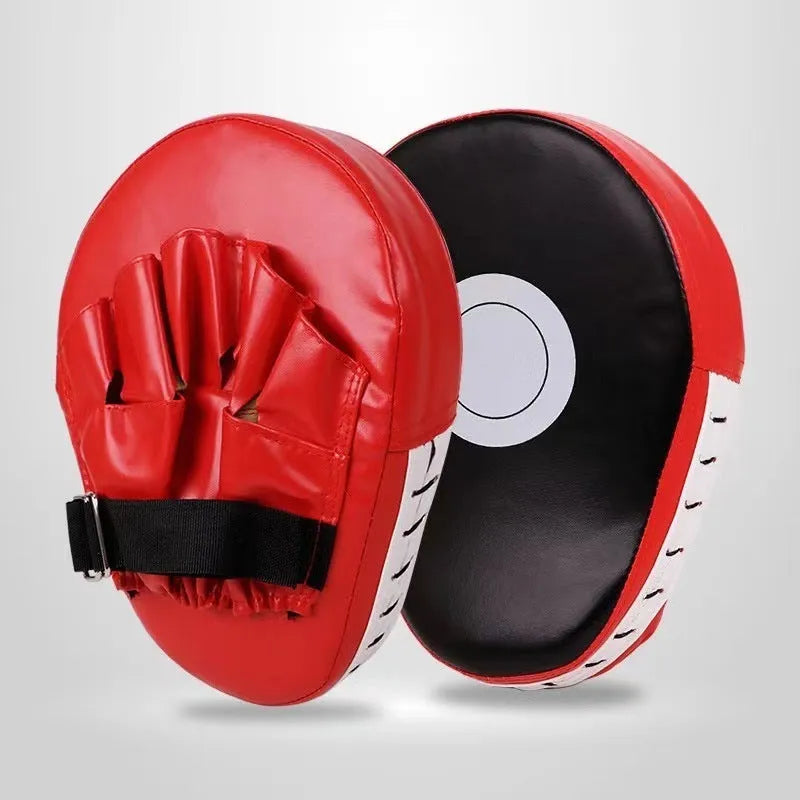 Vertical PU leather punch mitts for boxing and martial arts training with flat and curved design options