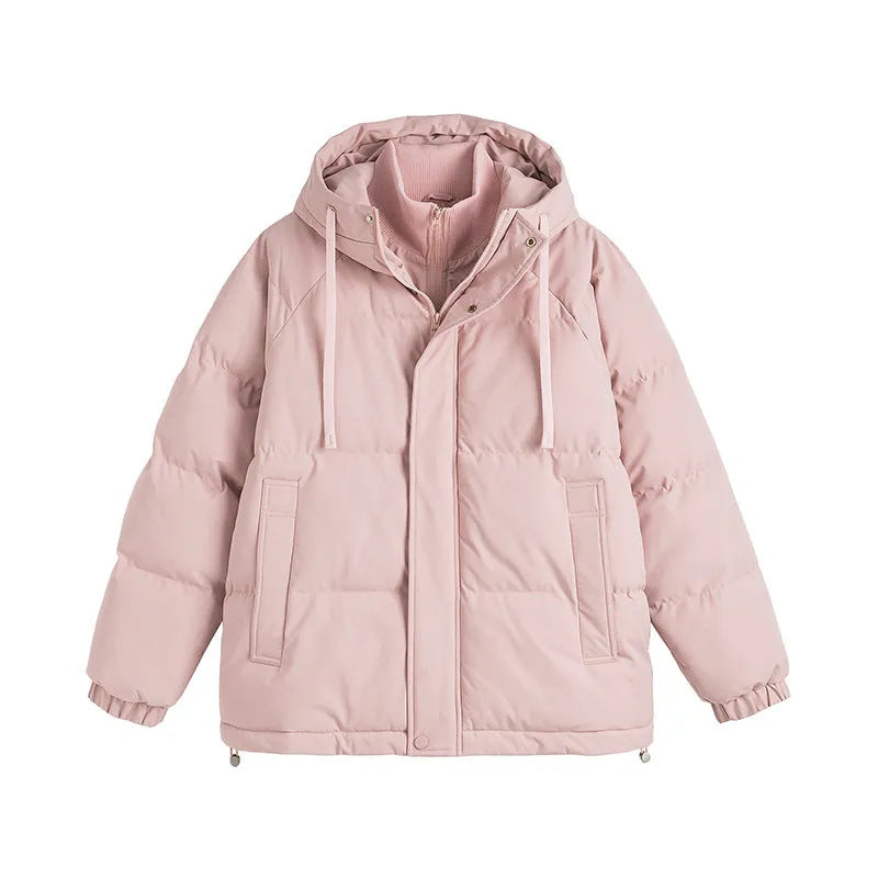Loose two-piece winter cotton padded coat in mustard yellow colour with side pockets