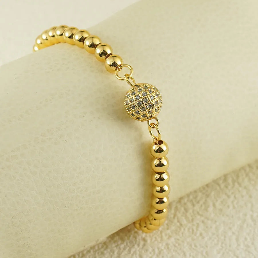 Women's copper bracelet with heart design and single zircon stone, electroplated finish, circular shape fashion jewellery