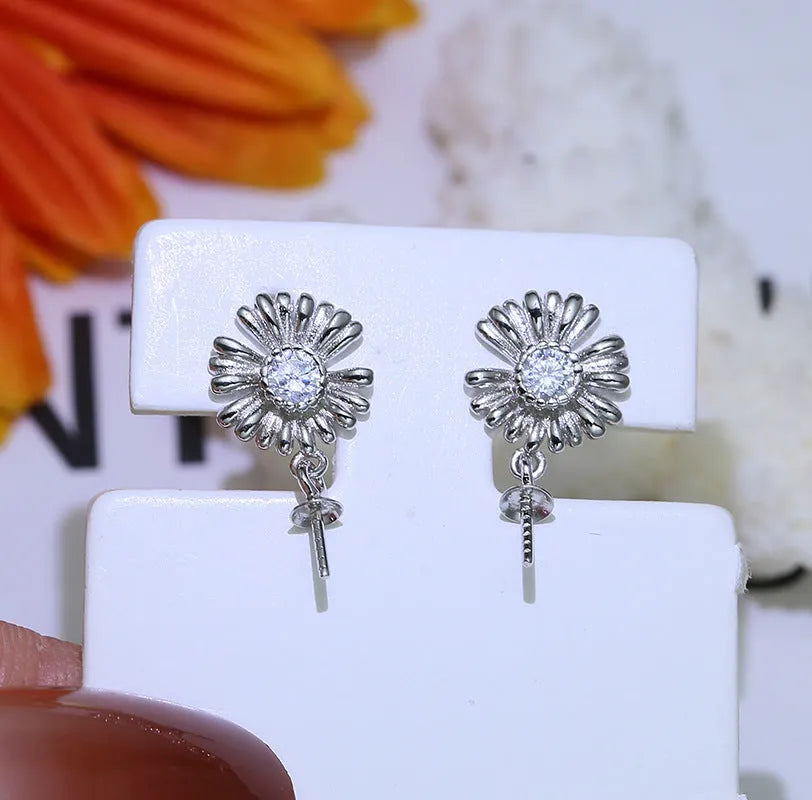 Pair of S925 sterling silver earring holders with baroque flower design jewellery organiser