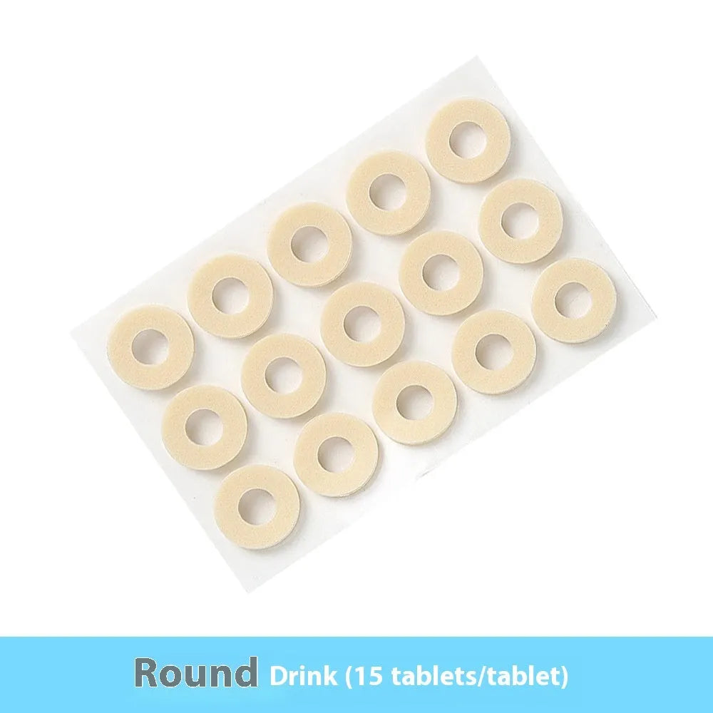 Women's heel grip toe pads pack showing four different shapes: large oval, small oval, U-shaped, and circular section