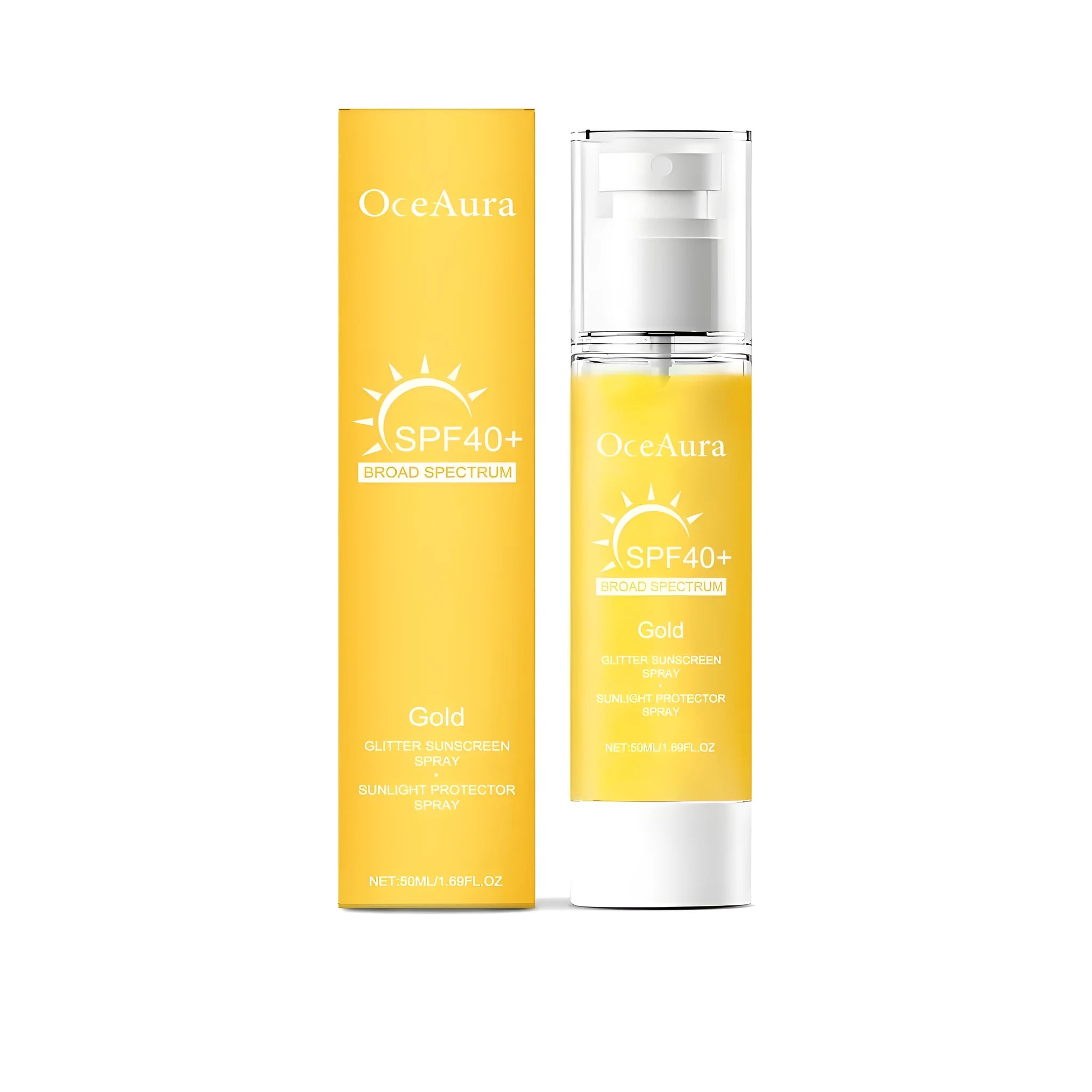 50ml Shiny Sunscreen Spray bottle with mineral protection and plant oil formulation