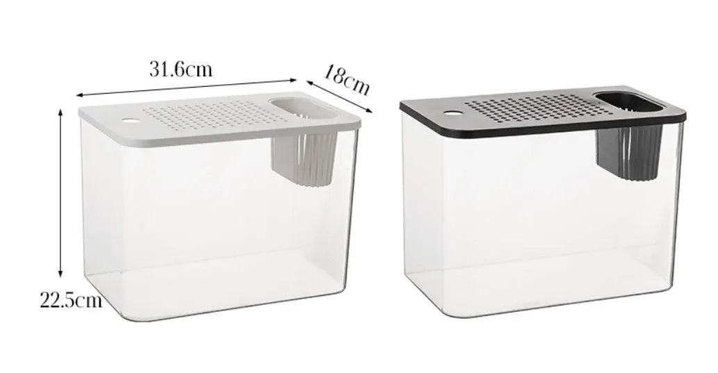 Black ecological betta fish tank with cover measuring 32cm long by 18.5cm wide by 23cm high