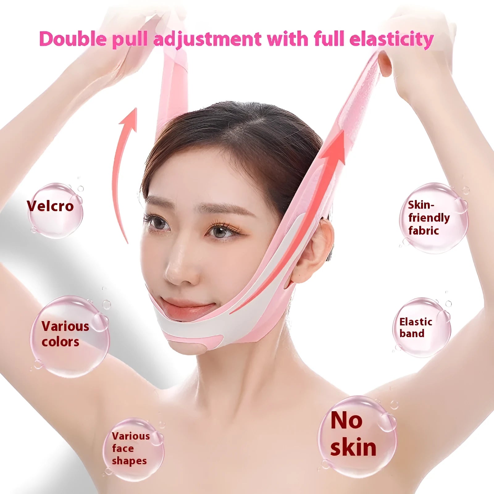Elastic V face bandage for facial contouring in black or pink colour options