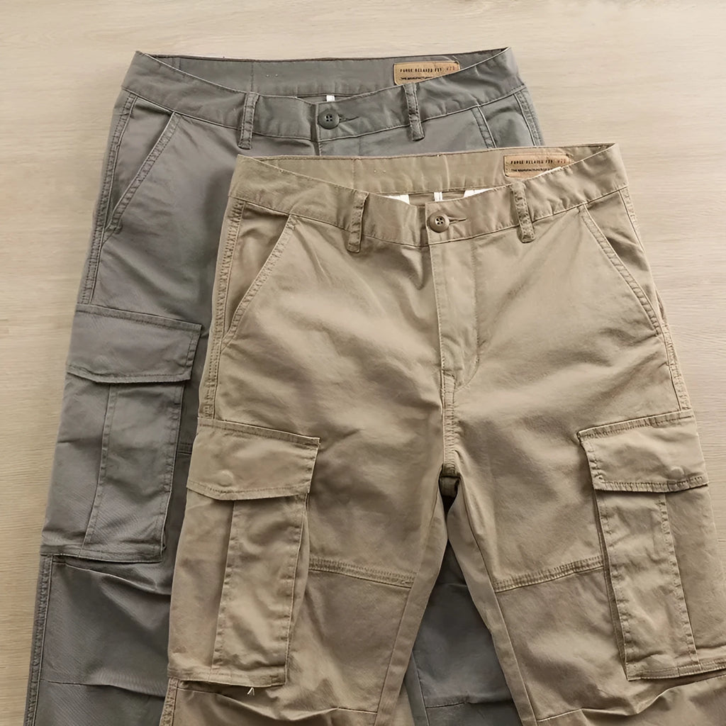 Multi-pocket men's labour protection trousers in cotton fabric with cropped length design