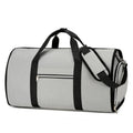 Oxford cloth sports storage bag with waterproof lining in grey colour showing dry wet separation compartments
