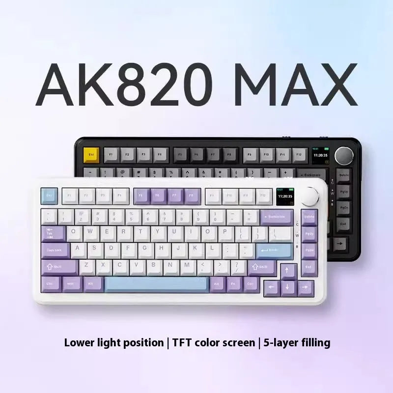 Three-mode mechanical keyboard in black grey and yellow with wireless connectivity and hot-swap design