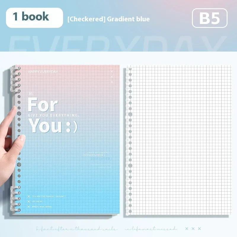 Removable coil gradient notebook in A4 and B5 sizes with PP cover in green, blue, pink, purple colours