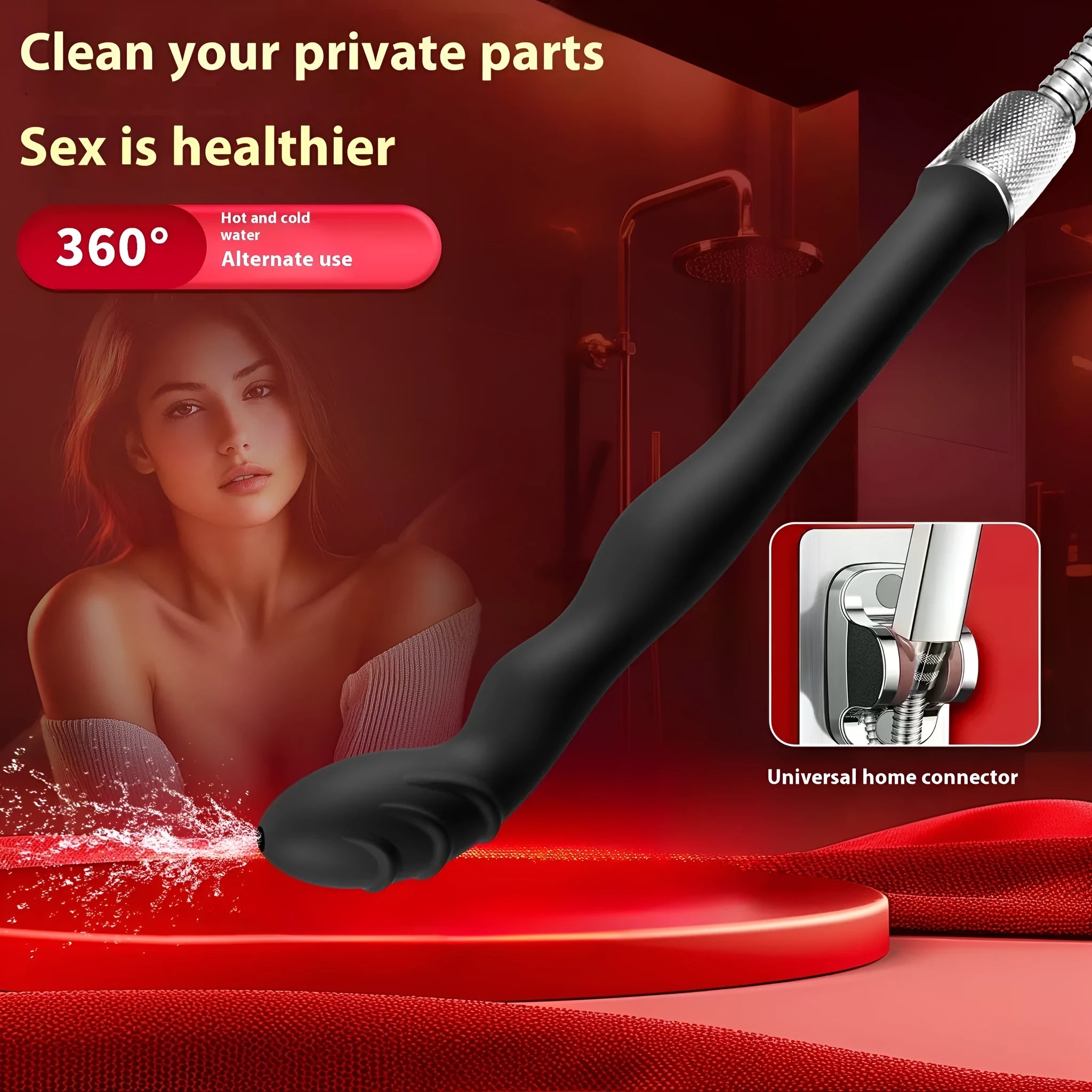 Black silicone enema hose flusher for colon irrigation and back court cleaning procedures