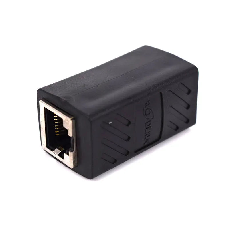 Black rotating RJ45 network cable butt joint extender adapter for Ethernet connections