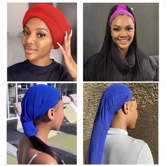 Mesh wig cap with elastic oversleeve design in seven colour options