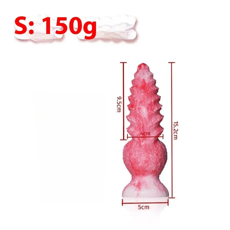 Pink platinum silicone women's masturbation device shaped like a penis