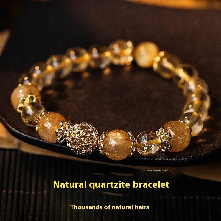 Women's artificial crystal citrine lucky bracelet in retro style with electroplated colour finish