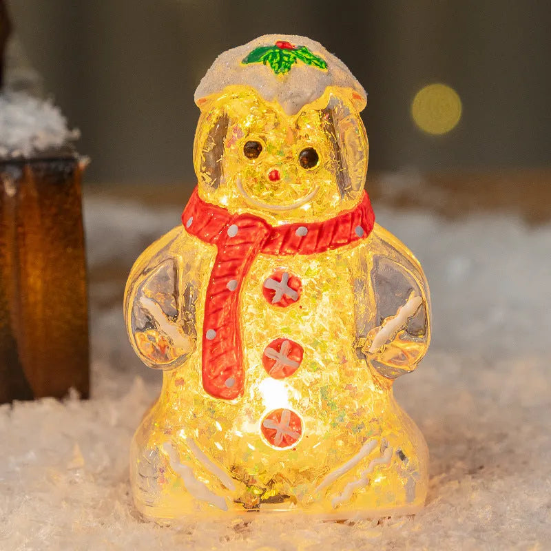 Glowing gingerbread man Christmas ornament with choice of red, white, clear or transparent red scarf
