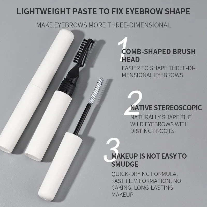 Eyebrow glue cosmetic adhesive in white and pink colour options with applicator