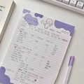 Korean marshmallow dog B5 sticky note pad with purple grey blue and orange puppy designs on paper