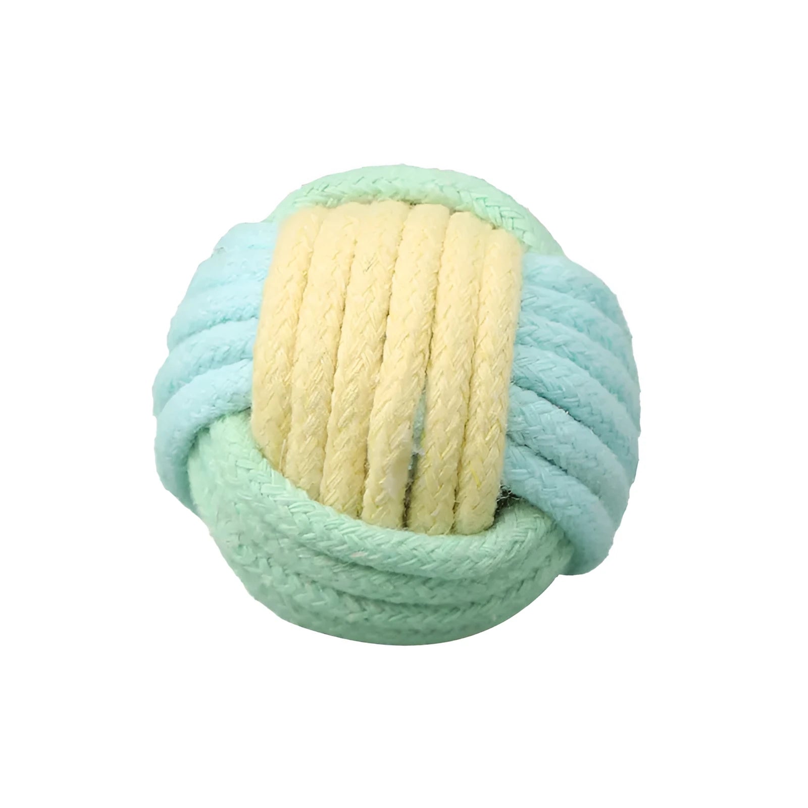 Handmade plush cotton cat hair ball toy in mixed colours, shown next to a ruler indicating 5cm size.