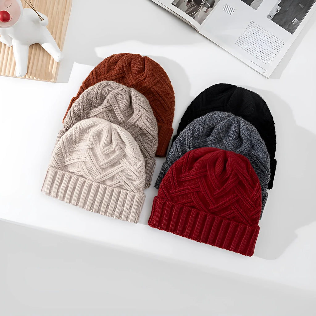 Women's thick wool knitted dome winter hat in six colour options