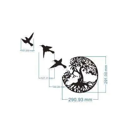 Black iron decorative wall hanging wind chime with modern simple design for garden or indoor decoration.